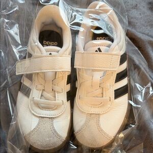 Adidas Kids White and Black Velcro Sneakers
